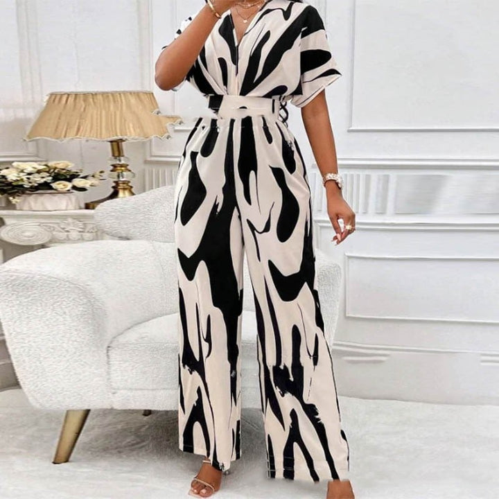 Sommerlicher Print-Jumpsuit mit V-Ausschnitt – Noemi