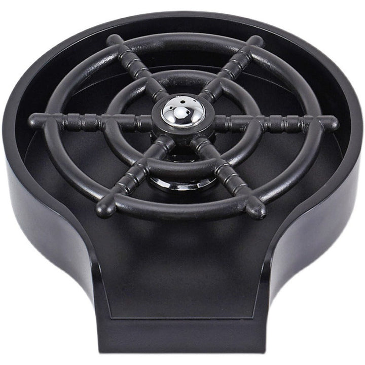 Schwarzer Aschenbecher mit Schiffsrad-Design, rutschfest, hitzebeständig, für Innen- und Außenbereich.