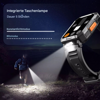 Smartwatch mit integrierter Taschenlampe, Schwarz, 5 Stunden Laufzeit, Blitzmodus.