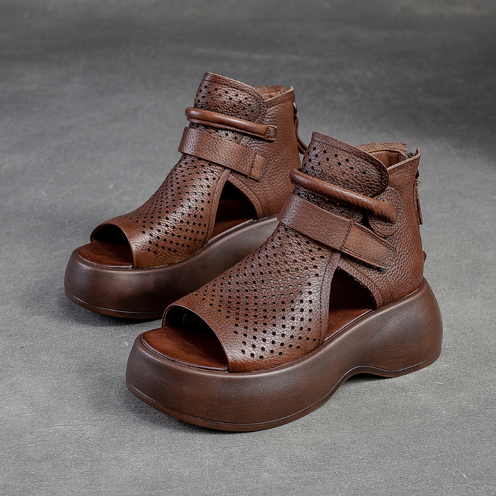 Orthopädische Leder-Sandalen Damen mit stoßdämpfender Sohle – Meike Herbstedition