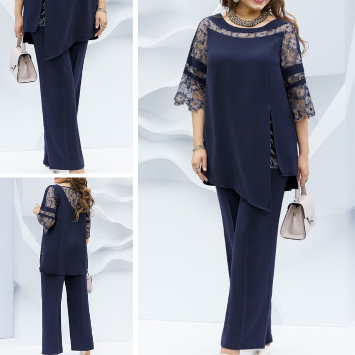 Zweiteiliges Damen-Set im Herbst-Dunkelblau – Isaline