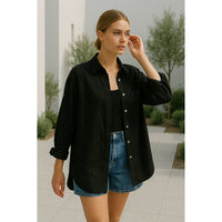 Leinen Damenbluse mit Knopfleiste – Marise