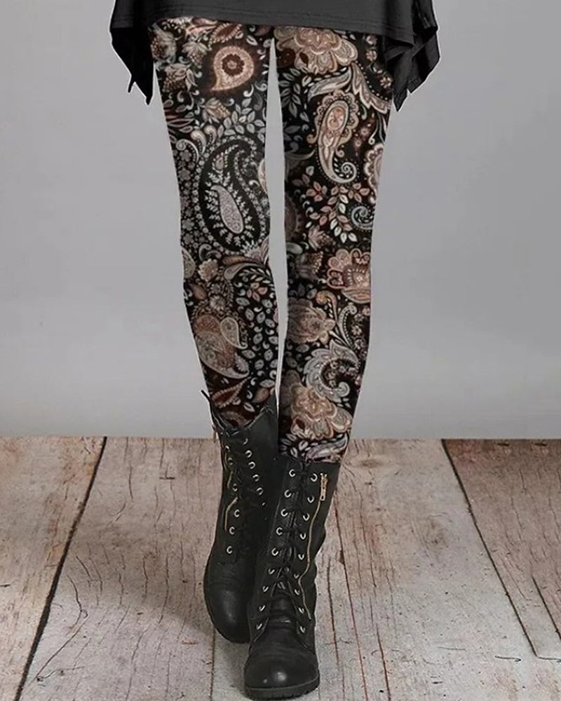 Herbstliche Bohemian Retro Leggings mit Ethnischen Drucken – Ziva
