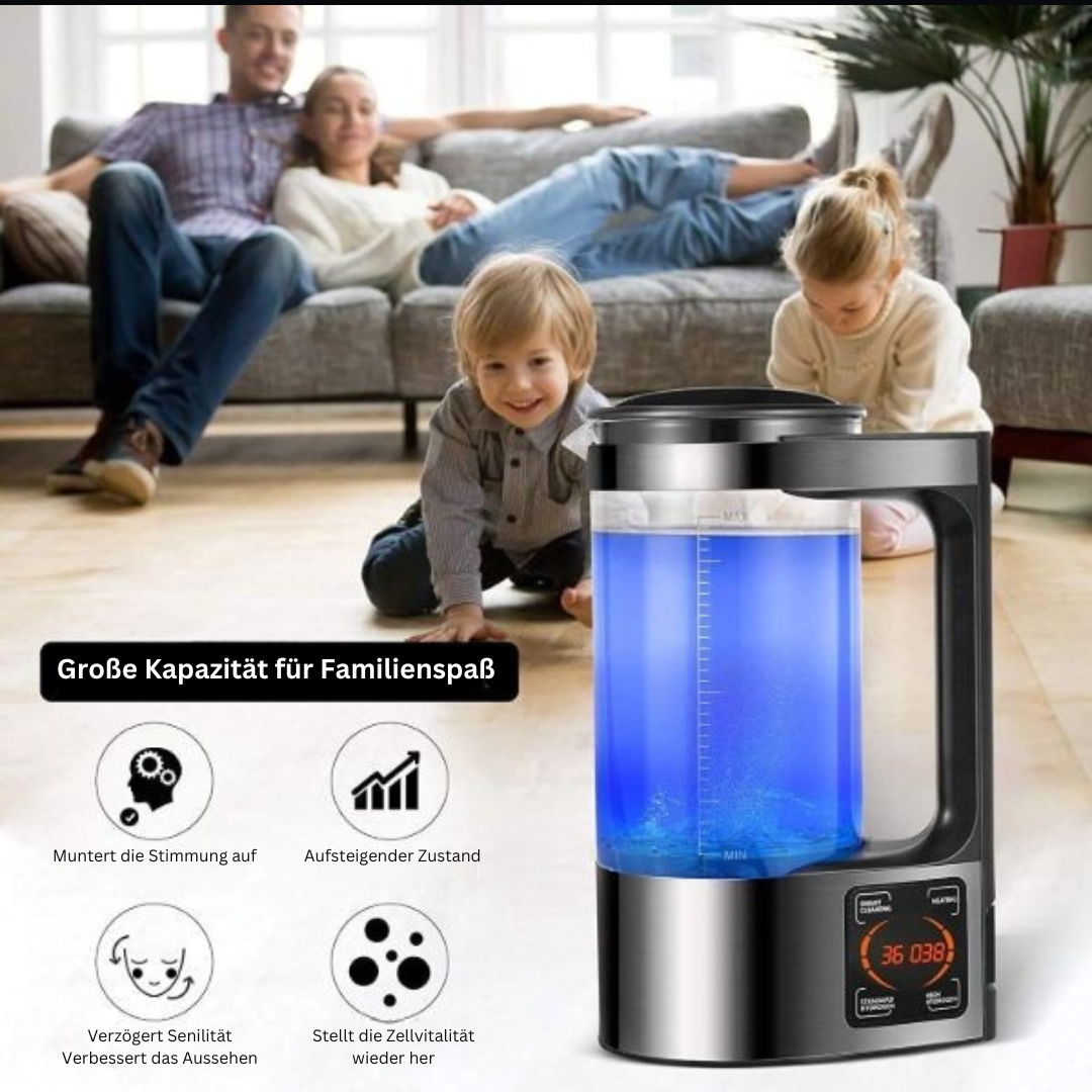 Elektrischer Wasserkocher mit blauer LED, Edelstahl, große Kapazität, familienfreundlich.