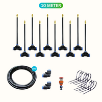 10m Bewässerungssystem Set, schwarzer Schlauch, Sprinkler, T-Stücke, Gartenbewässerung.