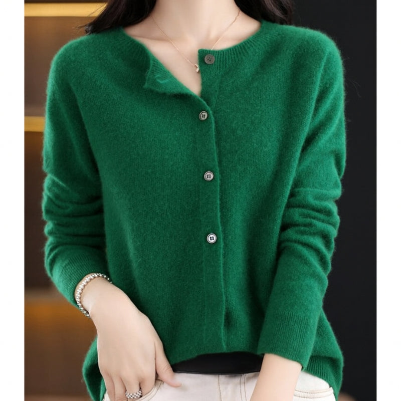 Damen Rundhals-Cardigan – Amalia Herbstzauber