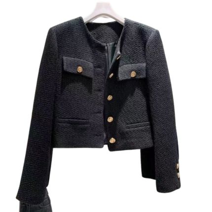 Damen Tweedjacke mit Rundhalsausschnitt – Celeste