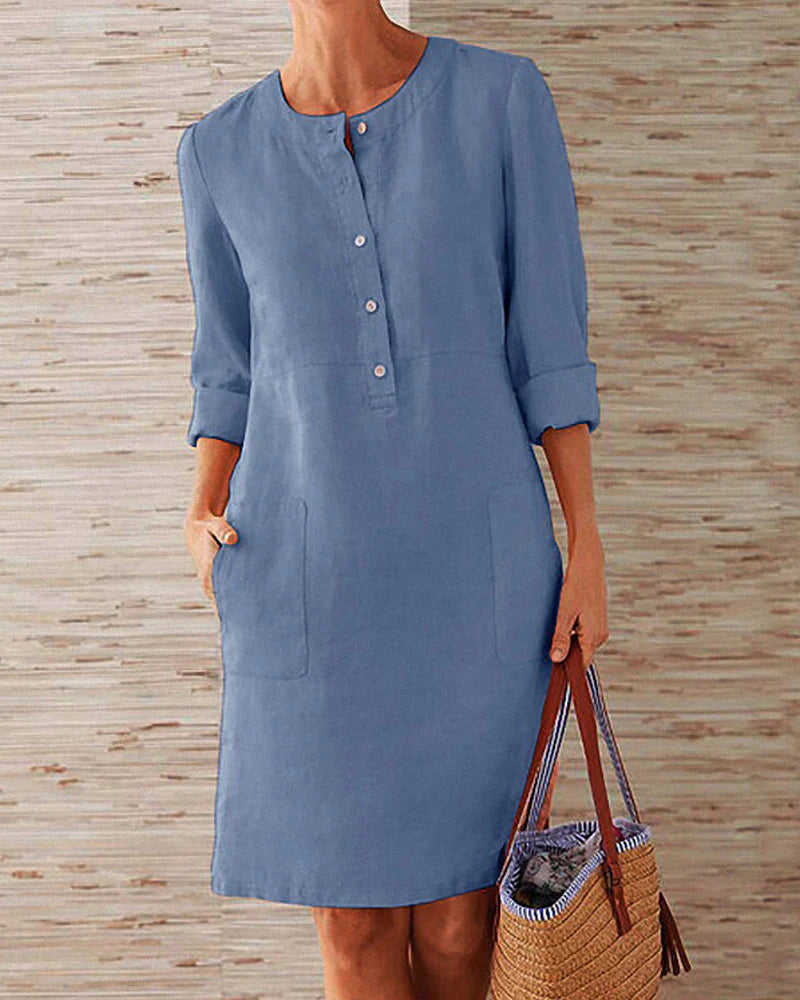 Elegantes Herbstkleid mit Knopfleiste – Allegra