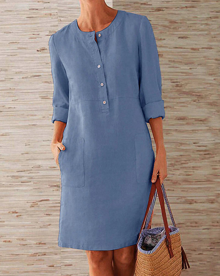 Elegantes Herbstkleid mit Knopfleiste – Allegra