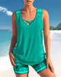 Trendige Bademode mit V-Ausschnitt & geometrischem Muster – Tankini-Set Madonna