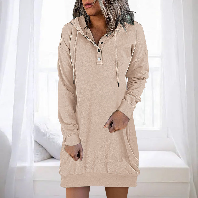 Herbstlicher Minimalistischer Long Damen Hoodie – Valeria
