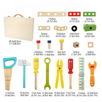 Holzspielzeug-Werkzeugset für Kinder, bunte Werkzeuge, Lernspielzeug, 18-teilig.