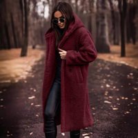 Langer Damen Teddy Mantel mit Kapuze – Maren