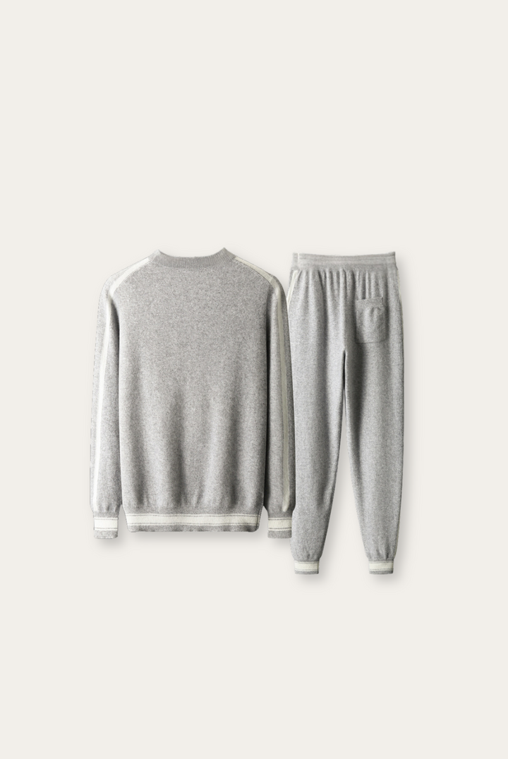 Winterliches Hellgrau Kaschmir Merinowolle Set – Romano