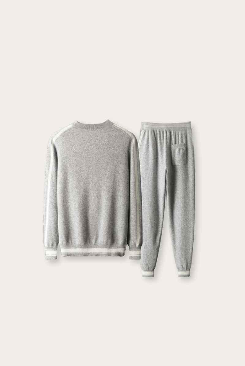 Winterliches Hellgrau Kaschmir Merinowolle Set – Romano