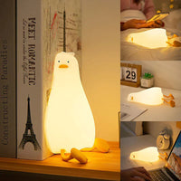 Nachtlicht Pinguin LED Lampe, warmweiß, Kinderzimmer Deko, USB wiederaufladbar, Silikon.