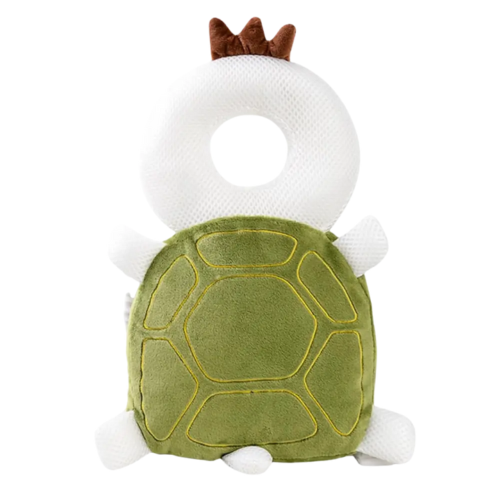 Grünes Schildkröten-Babykissen mit Krone, ergonomisch, weich, für Neugeborene.