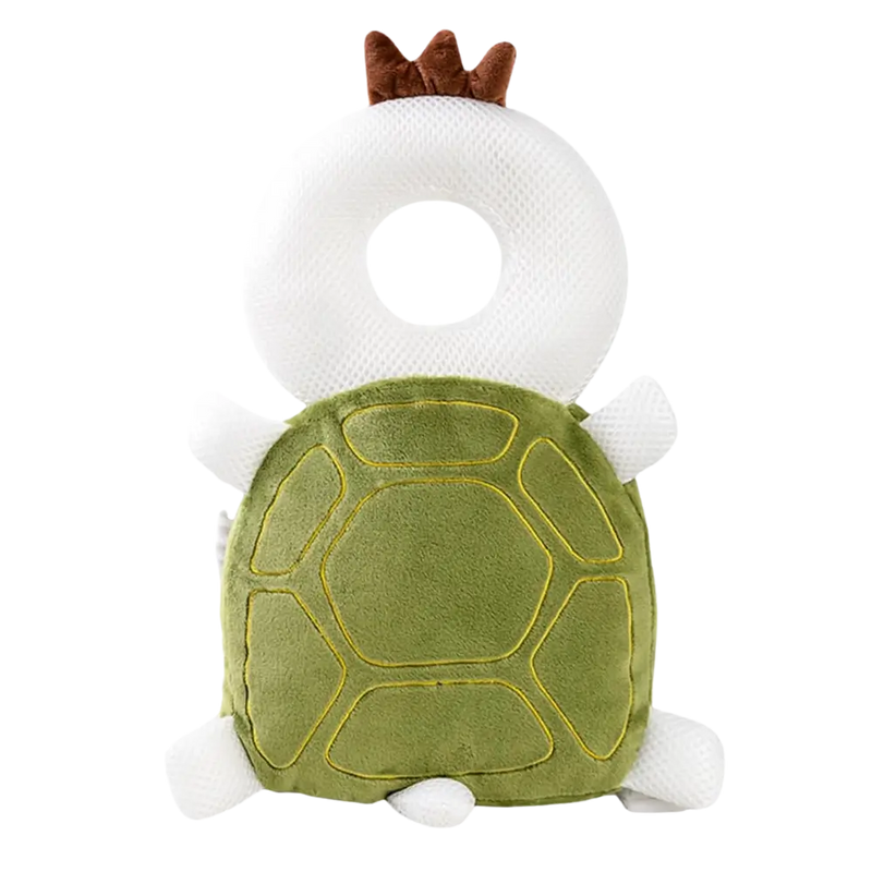 Grünes Schildkröten-Babykissen mit Krone, ergonomisch, weich, für Neugeborene.