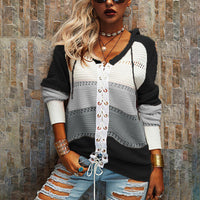 Gestreifte Damensweater mit Schnürung – Alessia