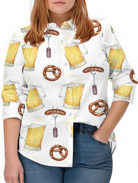 Damen Plus Size Bluse mit All-Over-Print – Greta Oktoberfest 2025