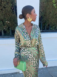 Buntes Herbstkleid mit Luxusmuster - Elena