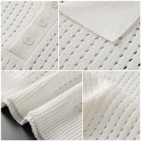 Weiße Luftige Herren Polo mit Feiner Strickstruktur – Herbstzauber Daan