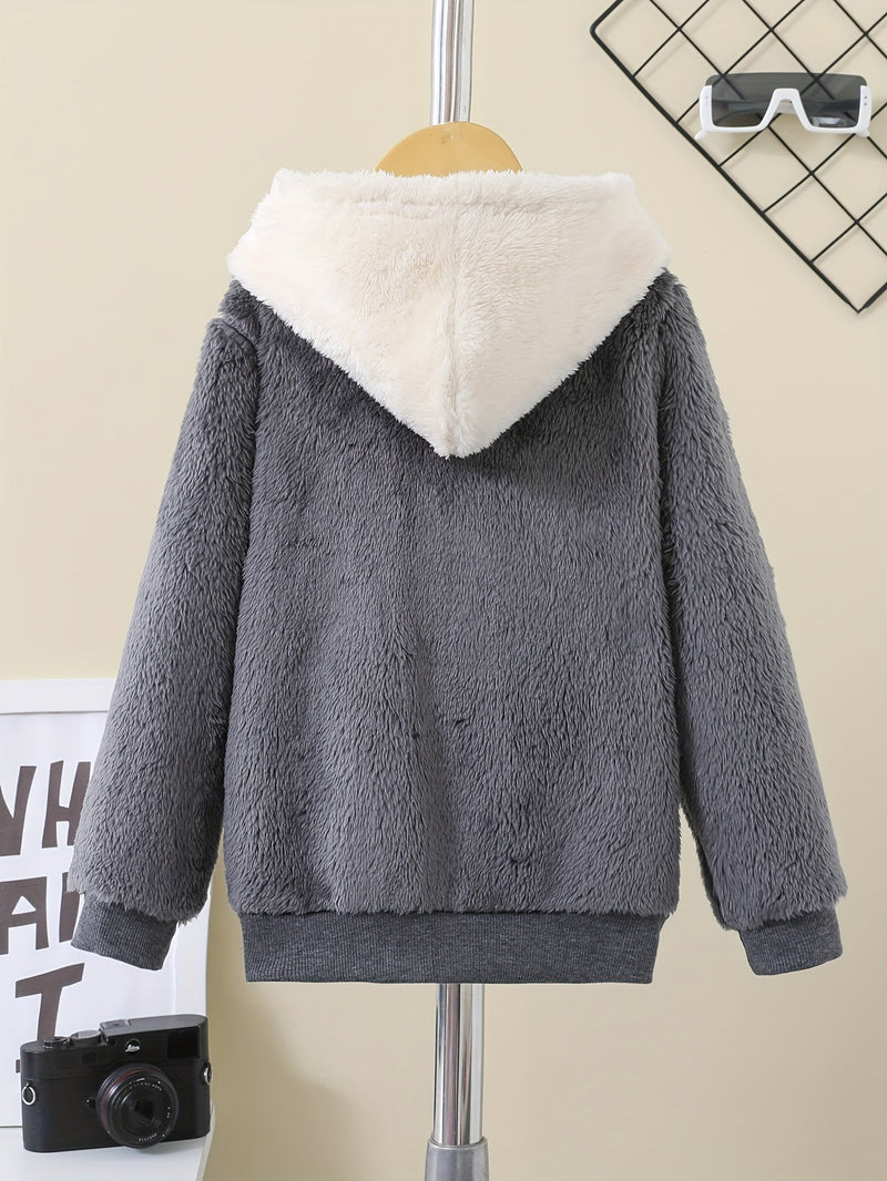 Bleib warm mit Stil – Zafie Winter Fleece Kapuzenjacke mit Reißverschluss für Kinder