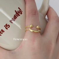 Goldener Smiley-Ring, verstellbar, minimalistisch, Damenmode, Schmuck, Geschenkidee.