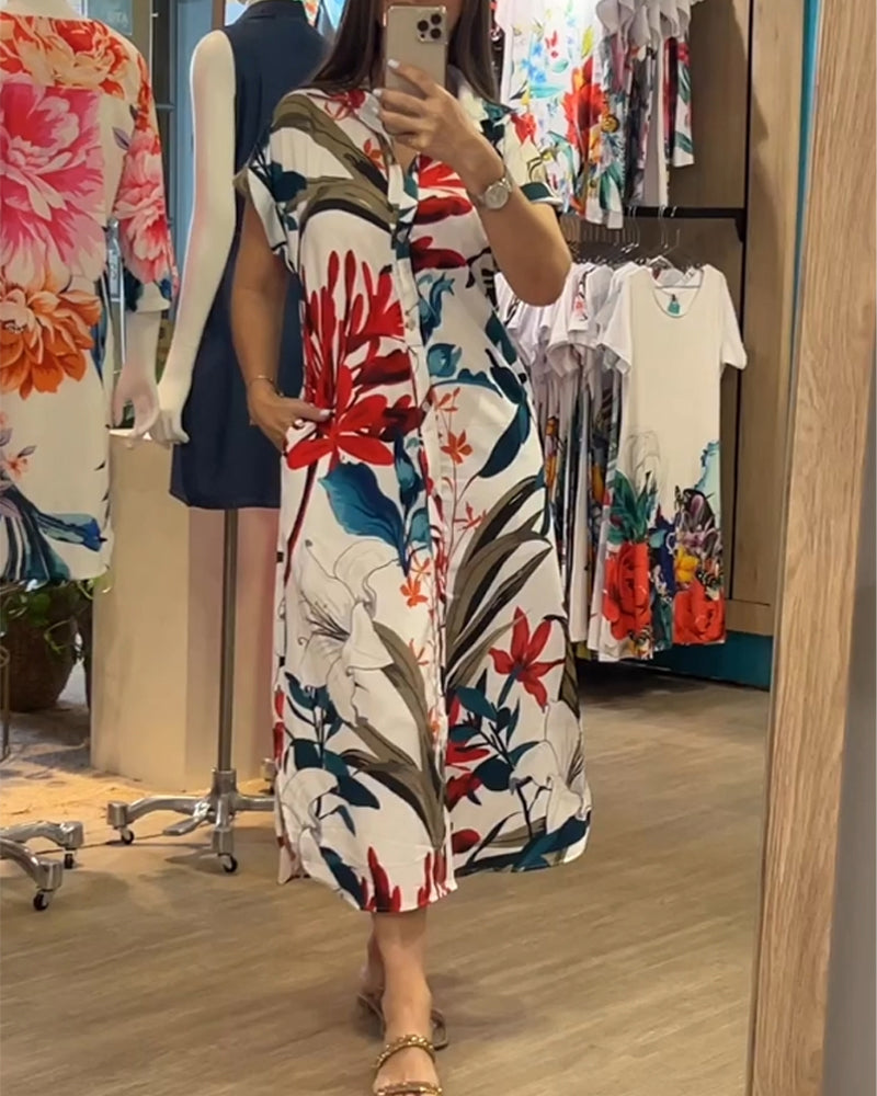 Trendiges Sommerkleid mit Print & Hemdkragen – Flora