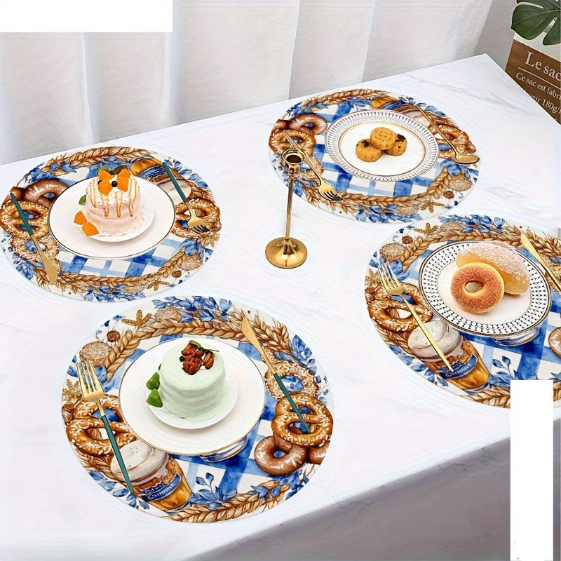 4 Stück runde Holz-Platzsets mit Oktoberfest-Motiven – BreznPlatzSet Oktoberfest 2025