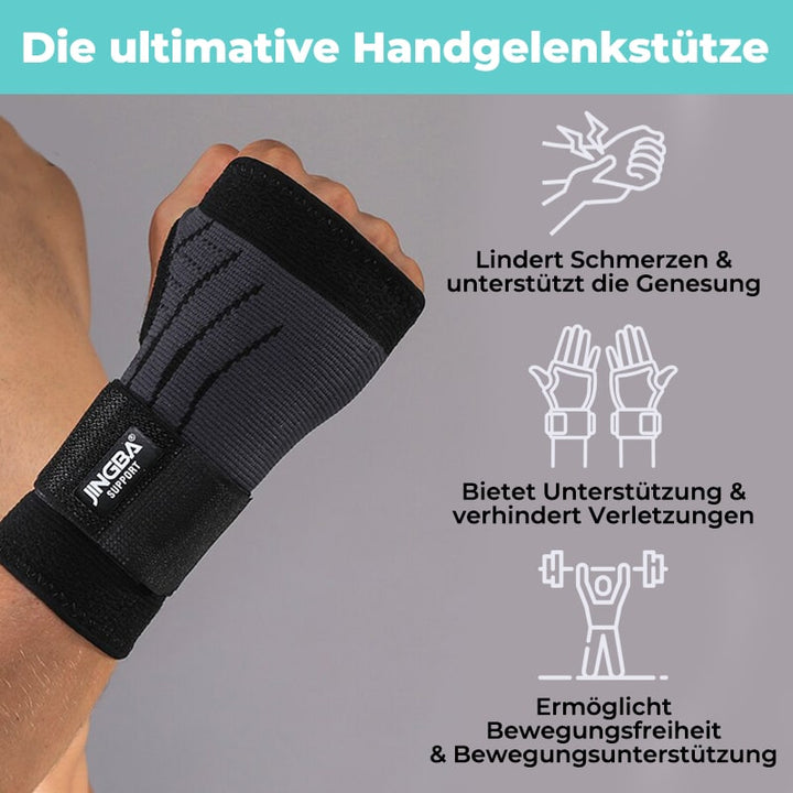 Schwarze 3D-Handgelenkbandage, elastisch, schmerzlindernd, unterstützt Genesung und Verletzungsprävention.