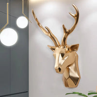 Goldenes 3D-Hirschkopf-Wanddeko-Skulptur, modernes Design, Wohnzimmer-Dekoration.