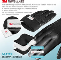 3M Thinsulate Handschuhe, schwarz, Kunstleder, winddicht, wasserabweisend, isoliert, warm.