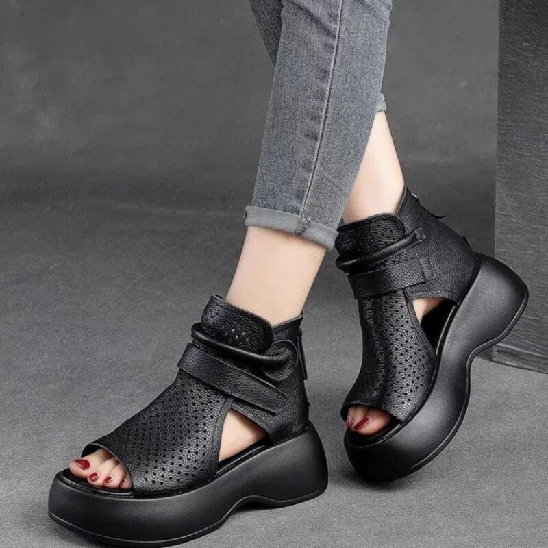 Orthopädische Leder-Sandalen Damen mit stoßdämpfender Sohle – Meike Herbstedition