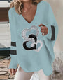 Damen Pullover mit Herzmuster & V-Ausschnitt – Milena