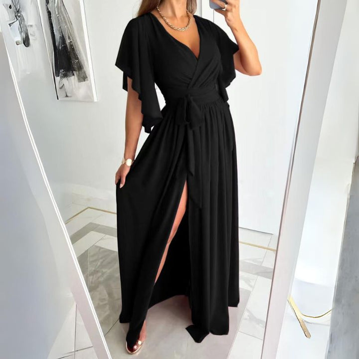V-Ausschnitt Sommerkleid mit Bell Sleeves – Sofia