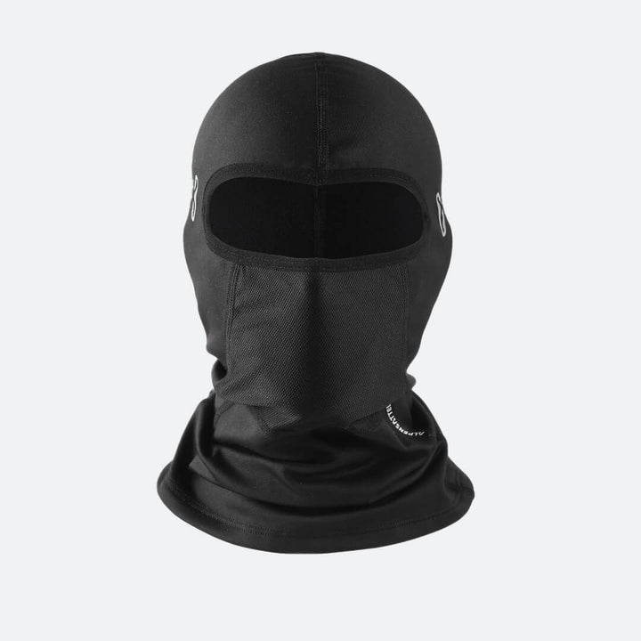 Schwarze Sturmhaube aus Polyester, winddicht, ideal für Outdoor-Sportarten und Motorradfahren.