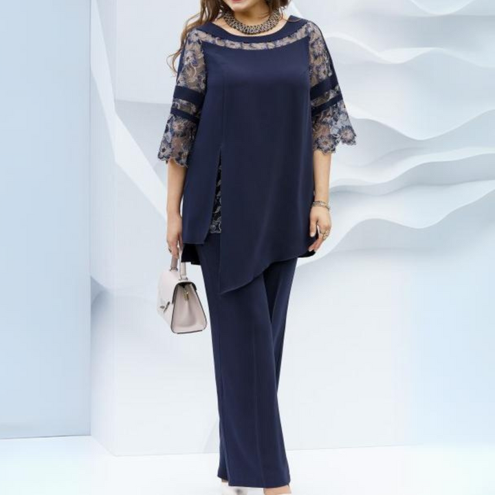 Zweiteiliges Damen-Set im Herbst-Dunkelblau – Isaline