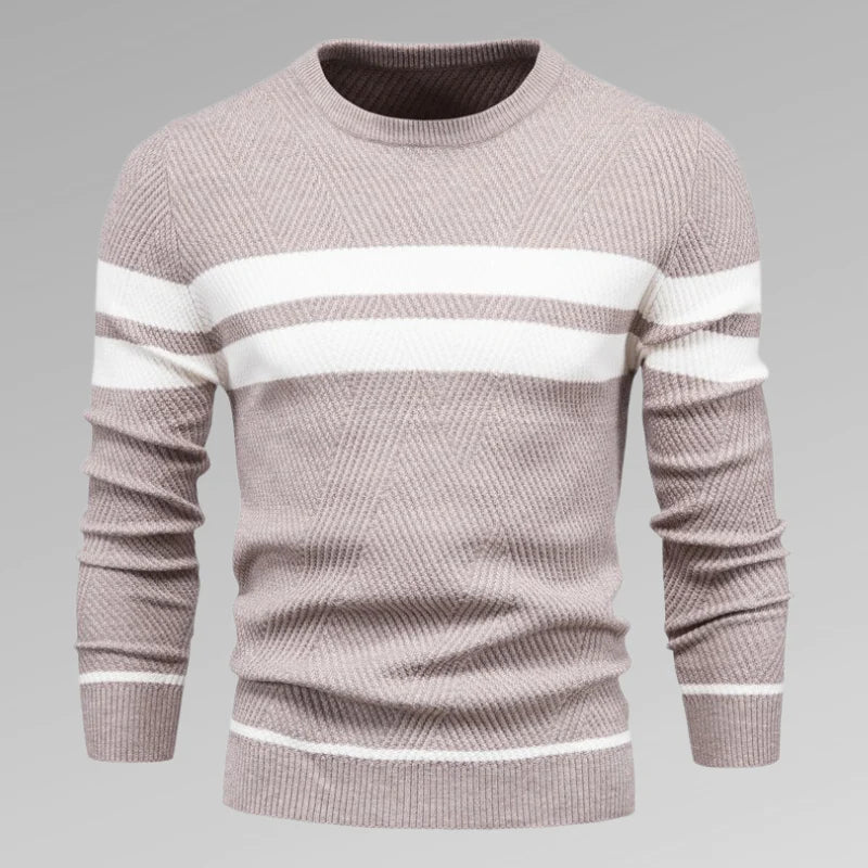 Herren Gestreifter Strickpullover mit Rundhalsausschnitt – Fabio