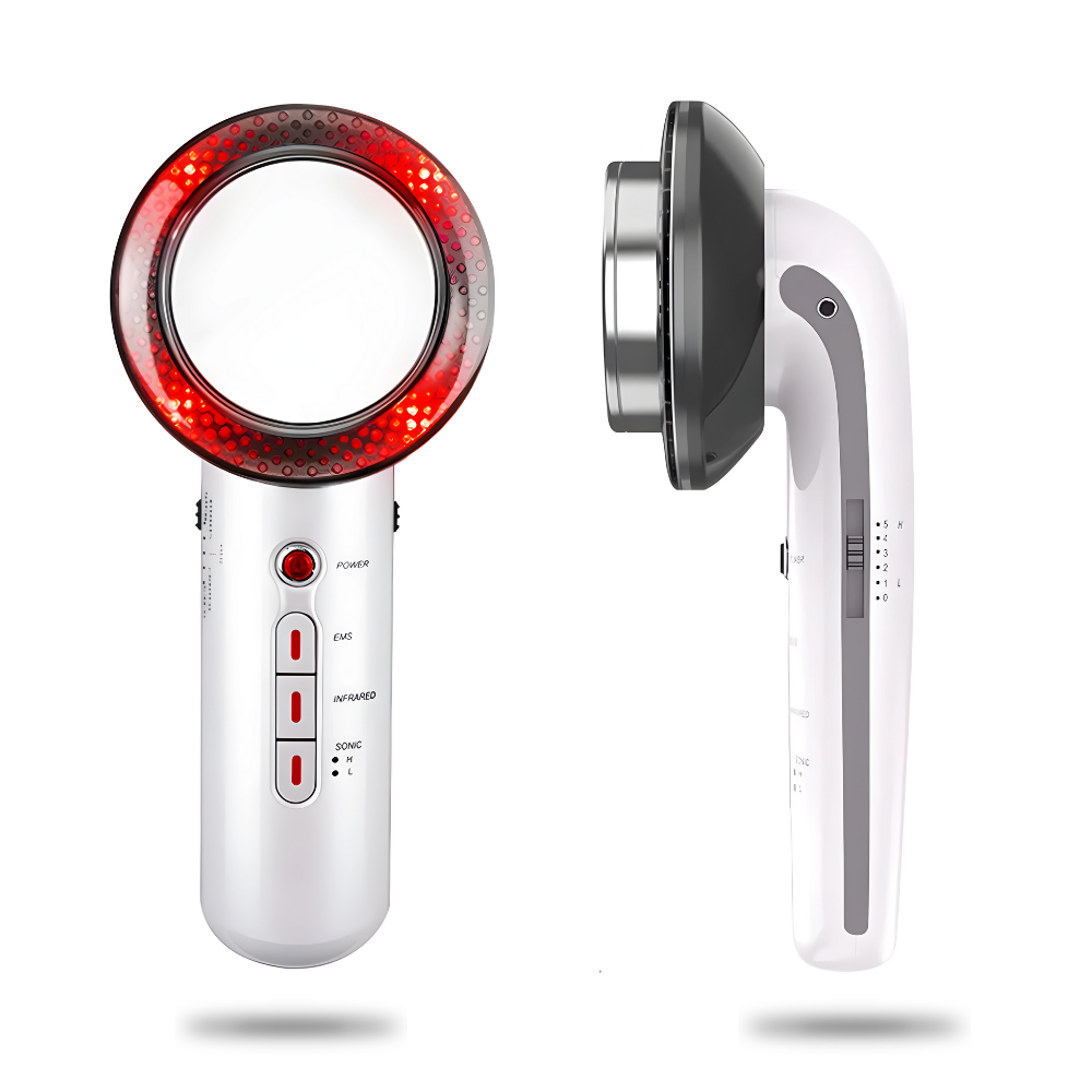 Ultraschallgerät zur Hautpflege, weiß, LED-Licht, tragbar, Anti-Aging, Gesichtsmassagegerät.