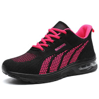 Schwarzer Sportschuh mit pinken Akzenten, atmungsaktiv, Damen Sneaker, rutschfeste Sohle.