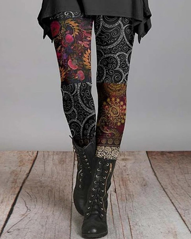 Herbstliche Bohemian Retro Leggings mit Ethnischen Drucken – Ziva