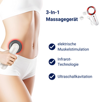 3-in-1 Massagegerät, elektrische Muskelstimulation, Infrarot-Technologie, Ultraschallkavitation.