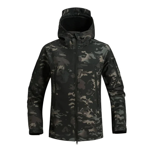 Tarnjacke mit Kapuze, Camouflage-Muster, Outdoor, wasserdicht, Herren, grün, winddicht
