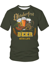 Herren Kurzarm T-Shirt mit Bier-Print – Markus Oktoberfest 2025