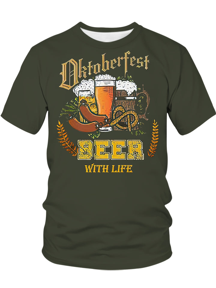 Herren Kurzarm T-Shirt mit Bier-Print – Markus Oktoberfest 2025