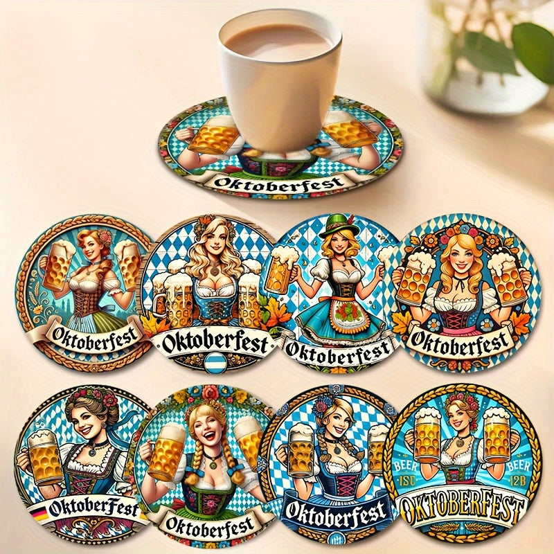 Holzuntersetzer-Set (2×8 Stück) – BierMädchen Oktoberfest 2025