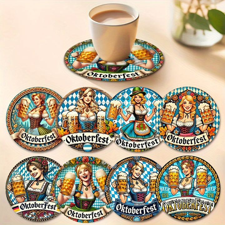 Holzuntersetzer-Set (2×8 Stück) – BierMädchen Oktoberfest 2025