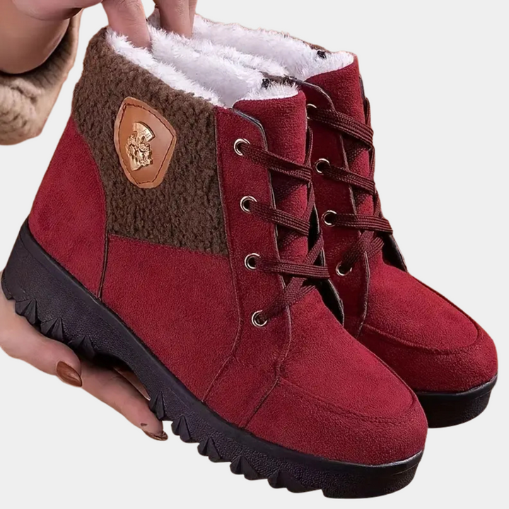 Damen Winterstiefel rot, gefüttert, rutschfeste Sohle, warm, modisch, bequem, Outdoor.