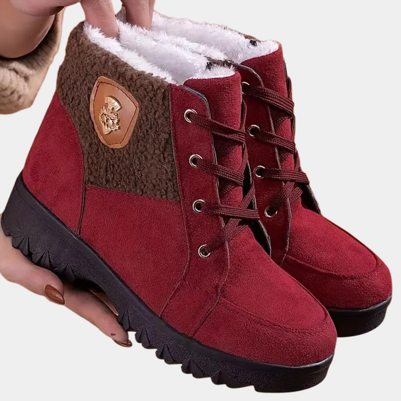 Damen Winterstiefel rot, gefüttert, rutschfeste Sohle, warm, modisch, bequem, Outdoor.